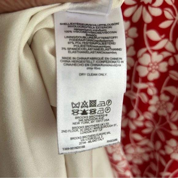 Brooks Brothers Red Floral V Neck Short Sleeve Swing Women Midi Dress SZ 8 - Picture 4 of 15